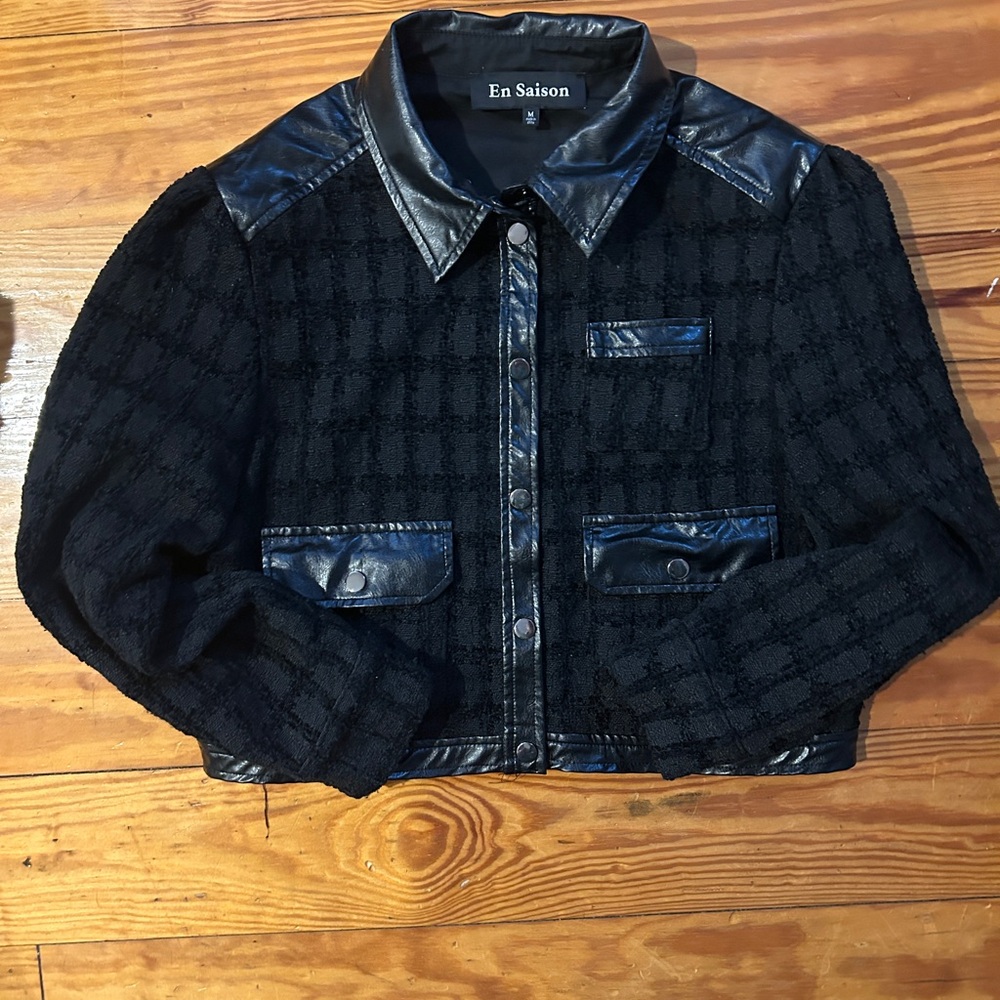 En Saison Black Textured Jacket